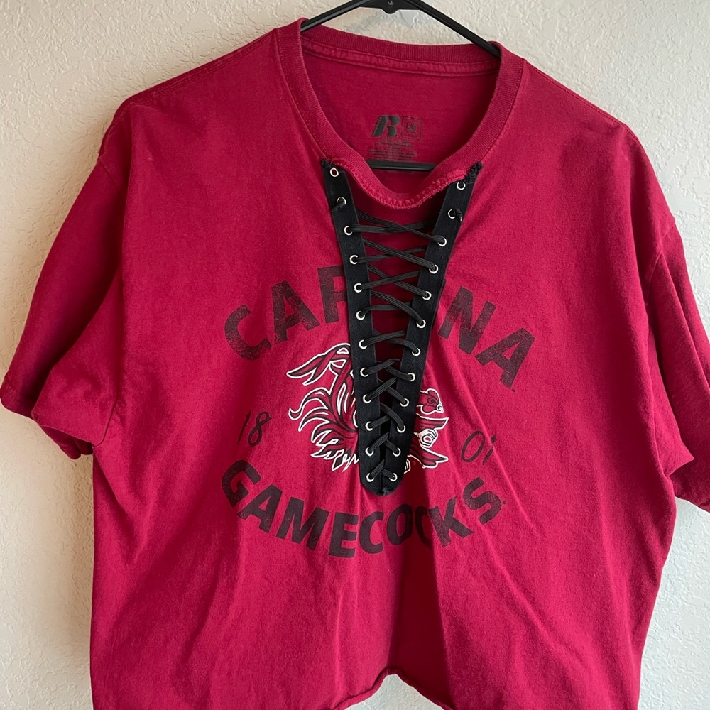 Cropped Carolina Gamecocks Tshirt with lace up detail size L
